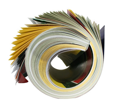Magazine in a roll on a white background.