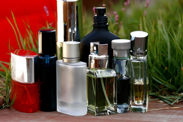 Fragrance and Perfume Bottles in a environment set-up