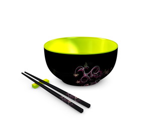 3d image, Conceptual bowl and chopsticks