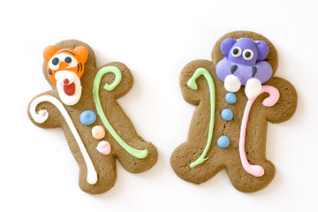 two gingerbread characters