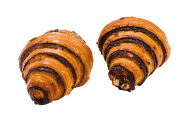 Croissant by a breakfast on a white background