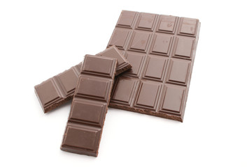 chocolate bars isolated on white