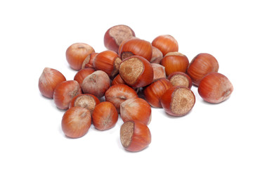 Pile of nuts isolated on white.
