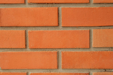 Closeup of red brick wall.