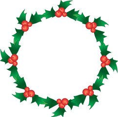 christmas holly berry vector wreath