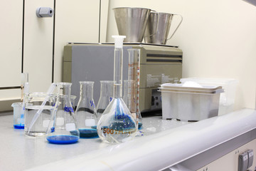test tubes and substances in a real laboratory