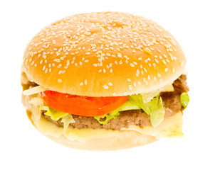 Cheeseburger hamburger isolated on a white background