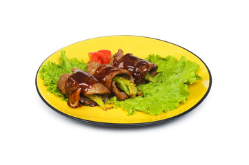 Beef rolls isolated on the white background
