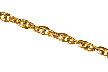 Golden chain isolated on the white background
