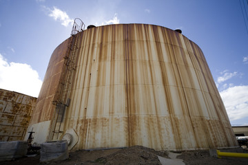 Rusty old storage tank