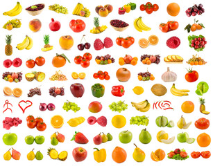 set from 96 various fruits, vegetables and berries