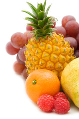fresh fruits on white background
