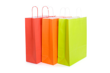 Set of various shopping bags isolated on white.
