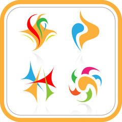 Vector abstract internet icons. Orange set. Simply change.