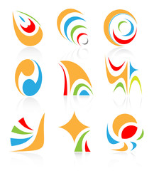 Vector abstract internet icons. Orange set. Simply change.