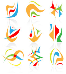 Vector abstract internet icons. Orange set. Simply change.