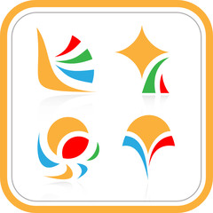 Vector abstract internet icons. Orange set. Simply change.