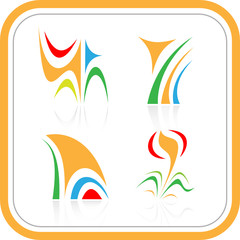 Vector abstract internet icons. Orange set.