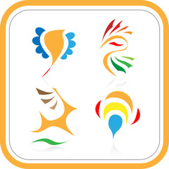 Vector abstract internet icons. Orange set. Simply change.