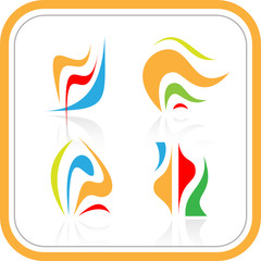 Vector abstract internet icons. Orange set. Simply change.