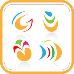 Vector abstract internet icons. Orange set. Simply change.