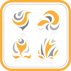 Vector abstract internet icons. Orange set. Simply change.