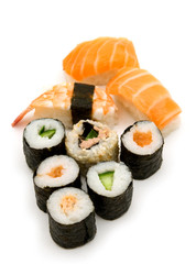 sushi on white background