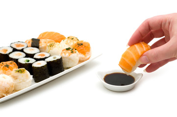 sushi on white background