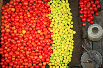 Street vendor ambulant vegetable stall in delhi, india