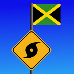 Hurricane sign and Jamaican flag illustration