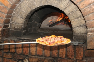 cooking pizza