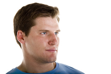 Obraz premium An athletic looking young man looking left isolated