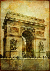 Obraz premium arc de triumph - vintage card (from my Parisian series)