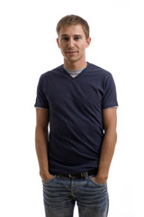 Obraz premium Young casual man posing, isolated in white background