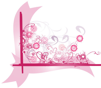 ruban floral rose