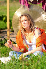 Photo of  blonde in sunbeams