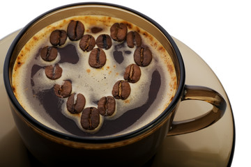 Brown coffee cup with heart