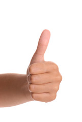 Thumbs up on a pure white background.