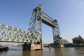 Monumental Koningshaven Railway Bridge (de Hef) in Rotterdam