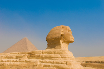 Sphinx and pyramids at Giza, Cairo
