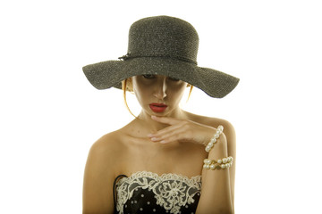 Pretty woman in black hat