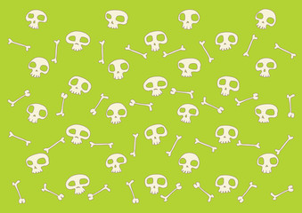 Pattern made of funny skulls and bones