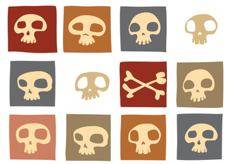 Pattern made of funny skulls and bones
