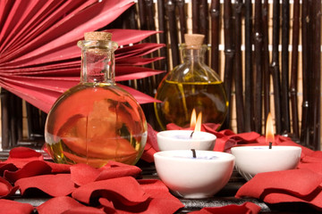 Essential body massage oils and candles