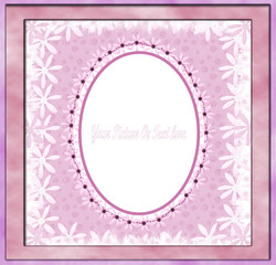 Lilac & Pink Floral Square Frame - with isolated clipping path
