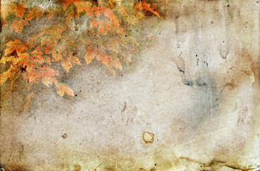 Autumn Leaves with a grungy texture. Blank for your own text.