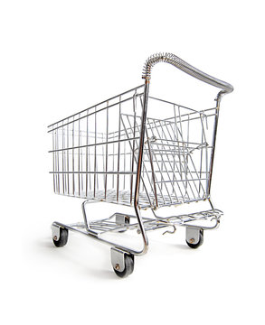 Empty Shopping Cart Shot On White Background