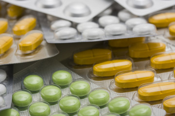 colorful pills in blister package