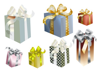 Cinq paquets cadeaux