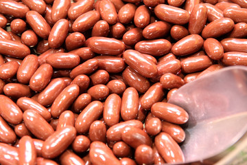 details of many chocolate candy in close up